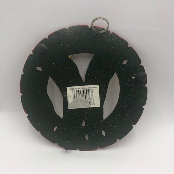 Vintage Chili Hot Pepper Metal Round Trivet Hot Pad Pot Holder Kitchen Décor - Picture 5 of 7